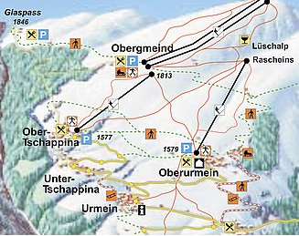 Mapa střediska - areálu - Thusis-Tschappina-Urmein