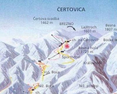 Mapa střediska - areálu - Čertovica - Stiv