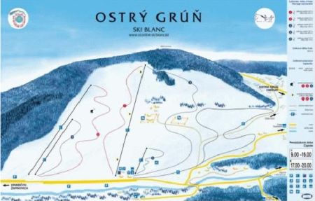 Mapa střediska - areálu - Ski - Blanc Ostrý Grúň Kollárova